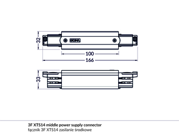 łącznik 3F XTS14-3 zasilanie środkowe biały