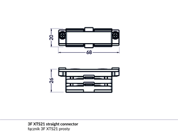 łącznik 3F XTS21-2 prosty czarny